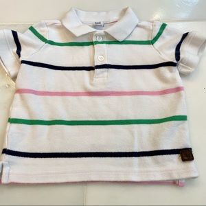Janie & Jack White Polo with Stripes 6-12 Months